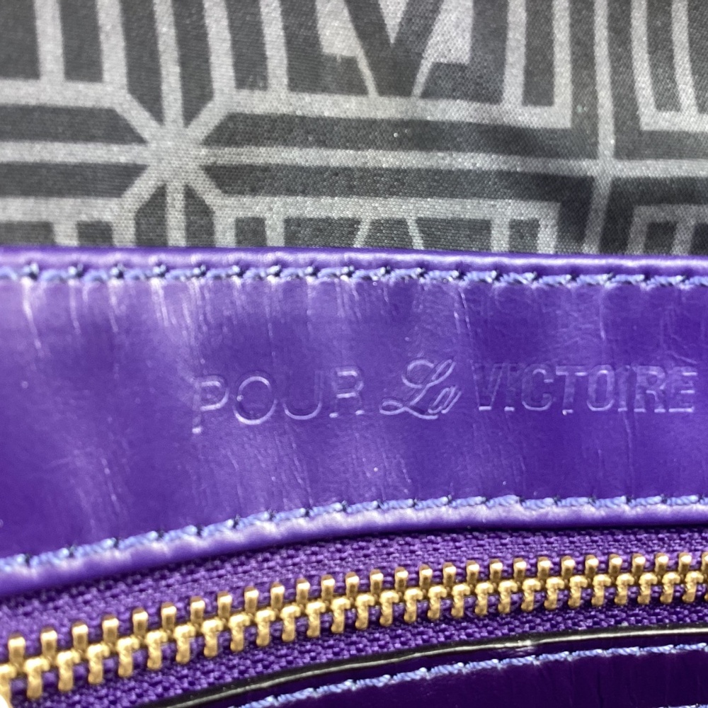 Pour La Victoire Blue/Purple Leather Flap Top Crossbody Handbag - Picture 6 of 6